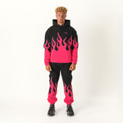 OVERSIZED PREMIUM HEATER HOODIE - BLACK / PINK