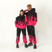 OVERSIZED PREMIUM HEATER HOODIE - BLACK / PINK