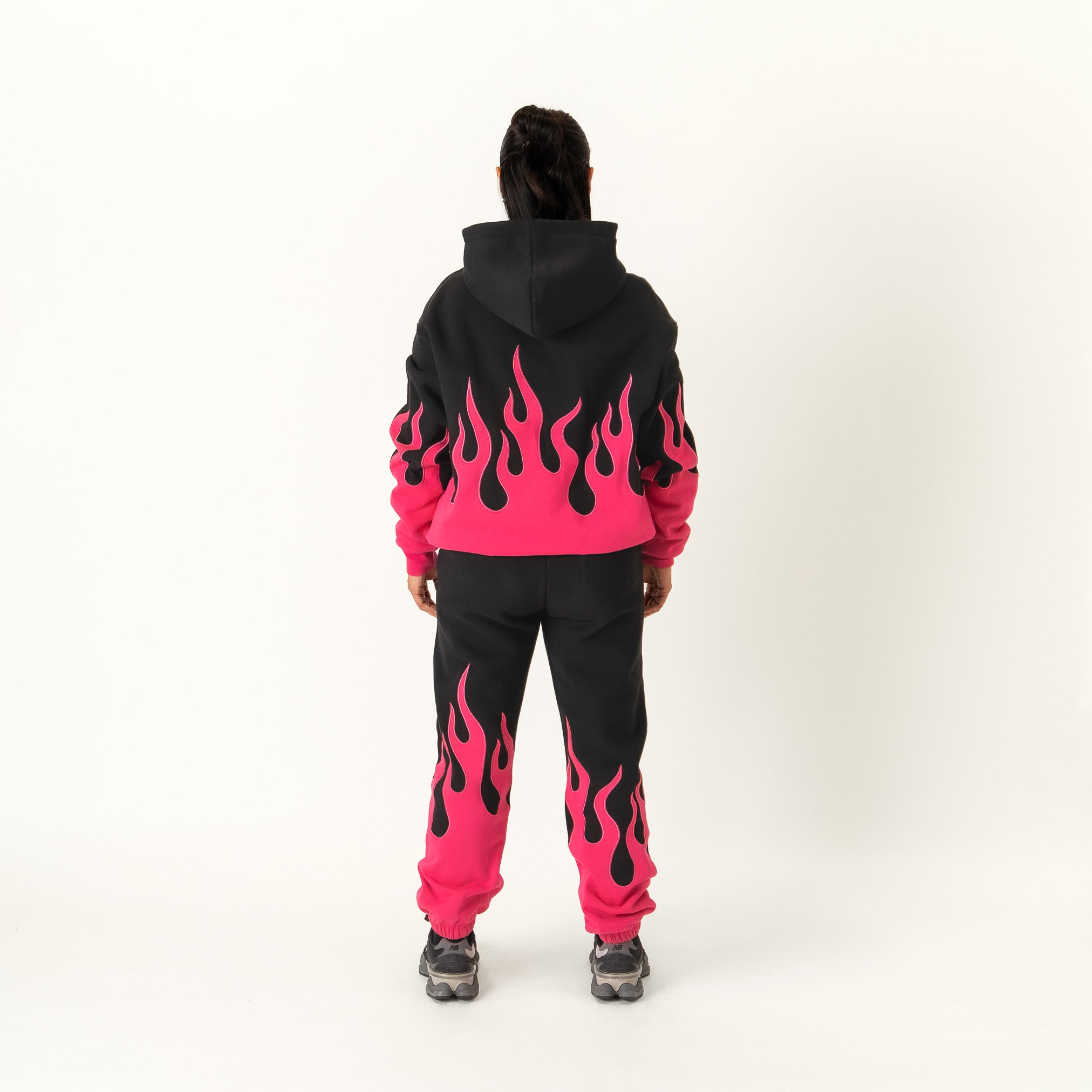 OVERSIZED PREMIUM HEATER HOODIE - BLACK / PINK