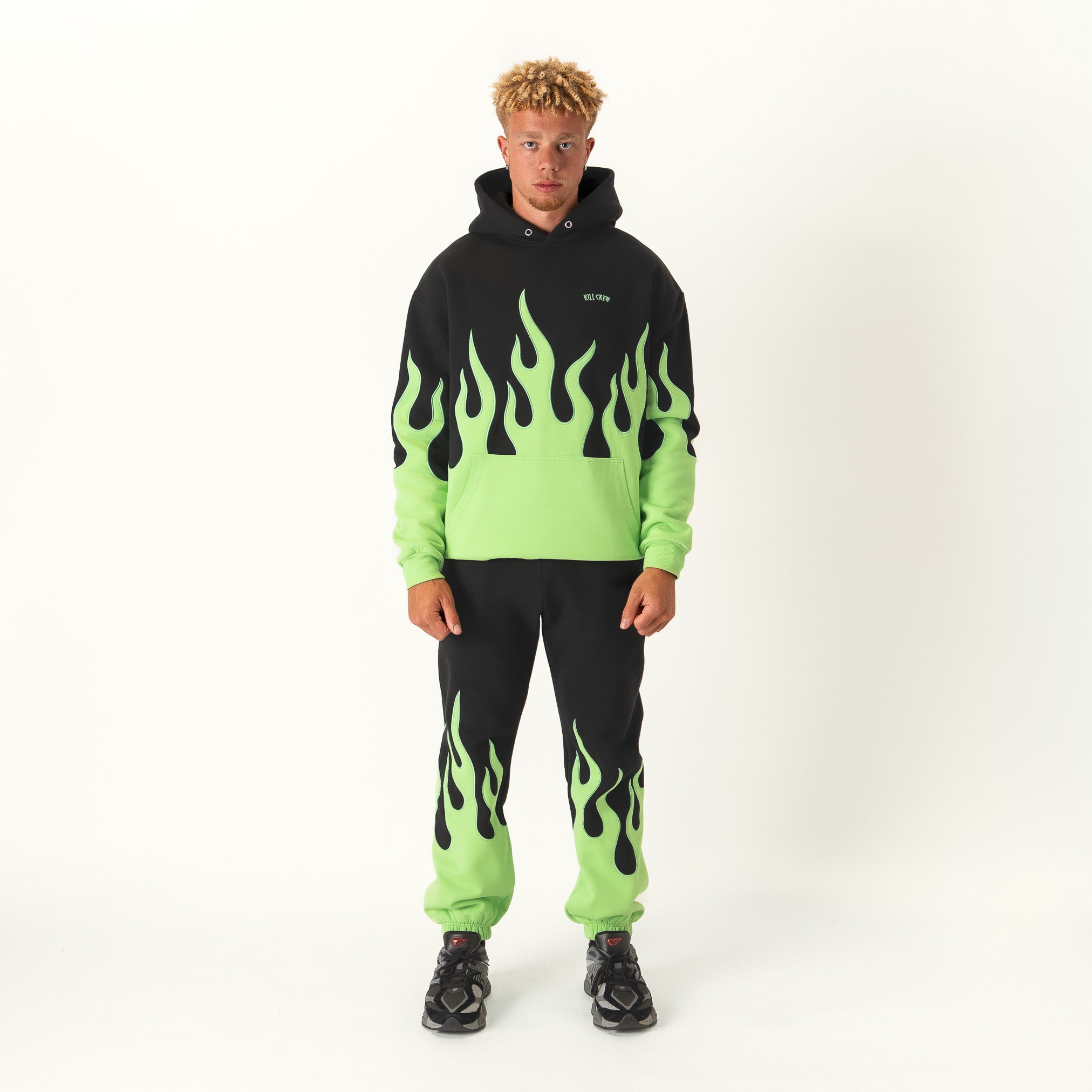 OVERSIZED PREMIUM HEATER HOODIE - BLACK / GREEN