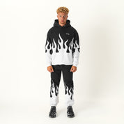 OVERSIZED PREMIUM HEATER HOODIE - BLACK / WHITE