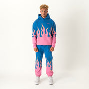 OVERSIZED PREMIUM HEATER HOODIE - BLUE / PINK