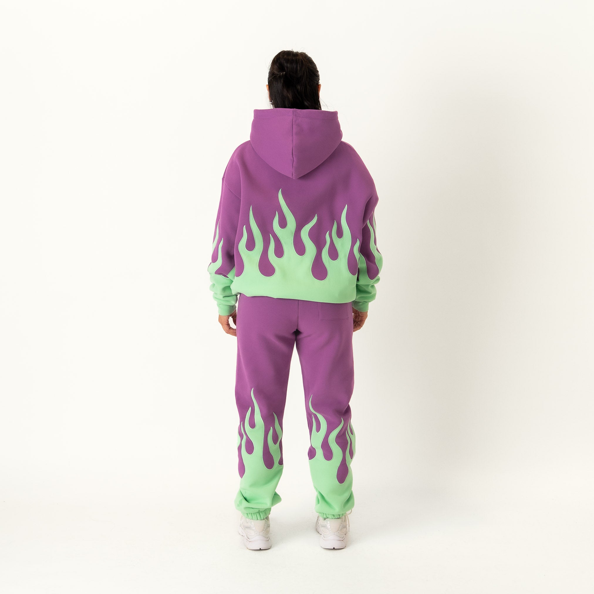 OVERSIZED PREMIUM HEATER HOODIE - PURPLE / GREEN