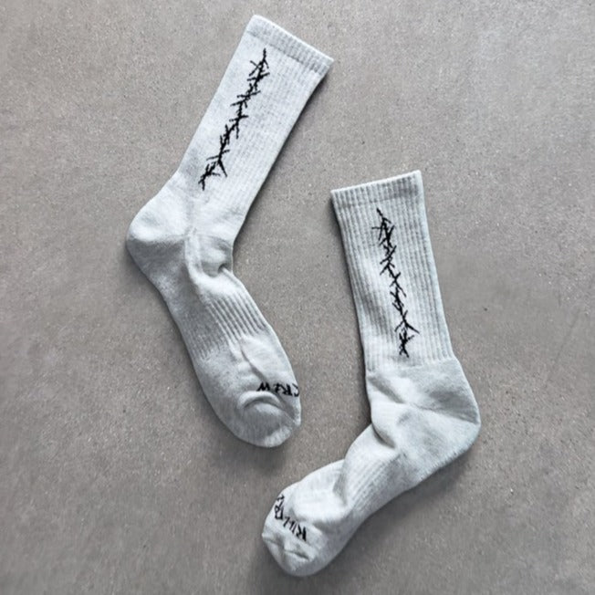 BARBWIRE HIGH SOCKS - GREY