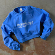 SCRIPT CROP CREW NECK - BLUE