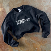 SCRIPT CROP CREW NECK - BLACK