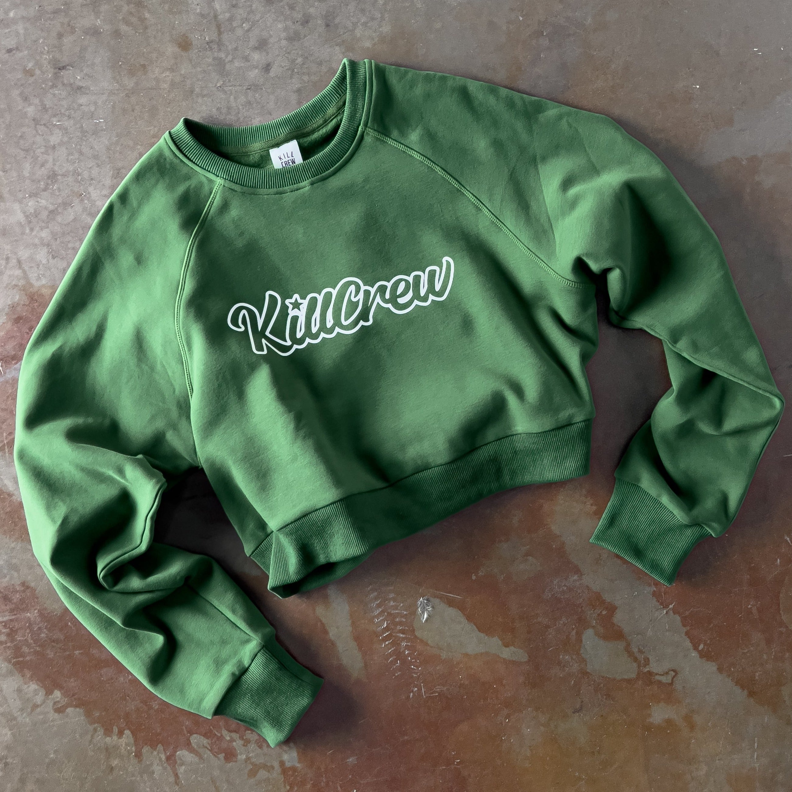 SCRIPT CROP CREW NECK - GREEN