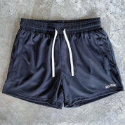 SIMPLE MUAY THAI SHORTS (MID THIGH CUT) - BLACK / WHITE