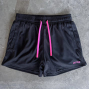 SIMPLE MUAY THAI SHORTS (MID THIGH CUT) - BLACK / PINK