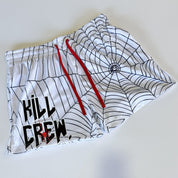 MUAY THAI SHORTS (MID THIGH CUT) SPIDER - WHITE / BLACK