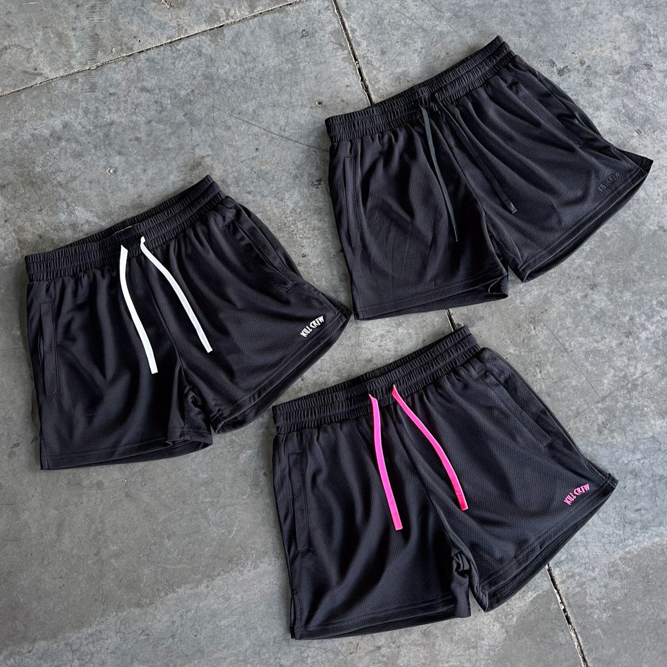 SIMPLE MUAY THAI SHORTS (MID THIGH CUT) - BLACK / PINK