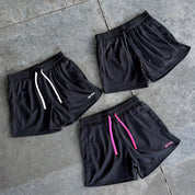 SIMPLE MUAY THAI SHORTS (MID THIGH CUT) - BLACK / PINK