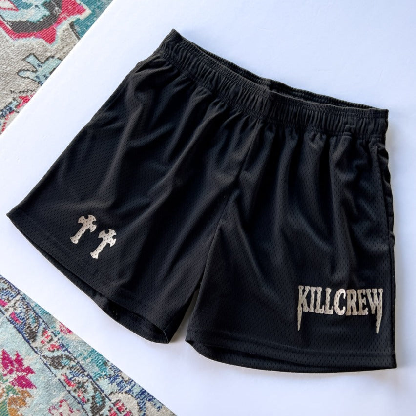 VENTED MESH SHORTS MEDIEVAL - BLACK / CREAM