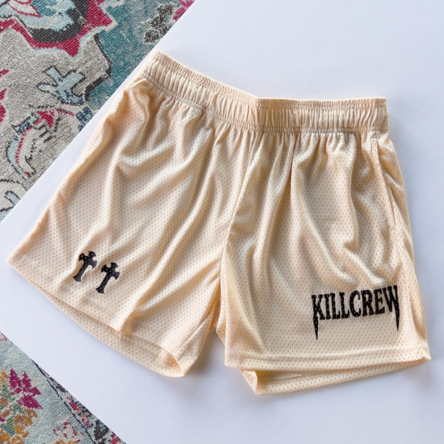 VENTED MESH SHORTS MEDIEVAL - CREAM / BLACK