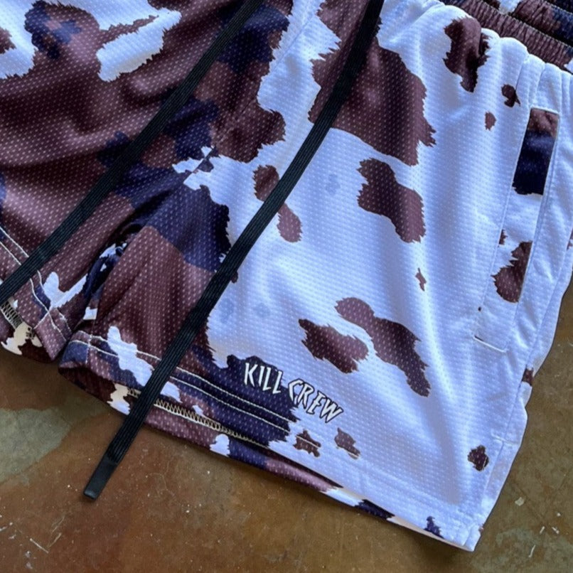 MOO THAI SHORTS (MID THIGH CUT) - BROWN COW