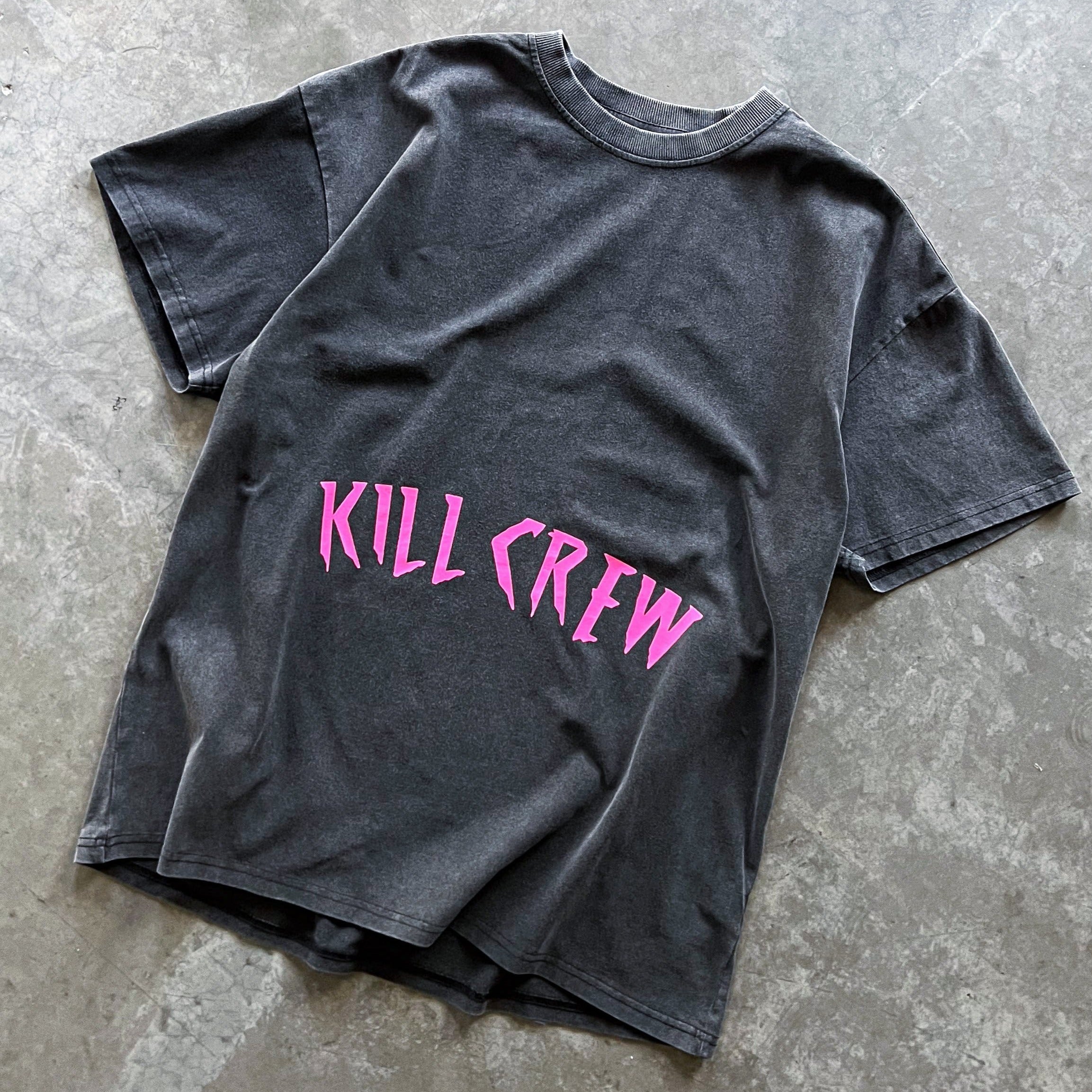 OVERSIZED LUX ACID WASH T-SHIRT - BLACK / PINK – Kill Crew