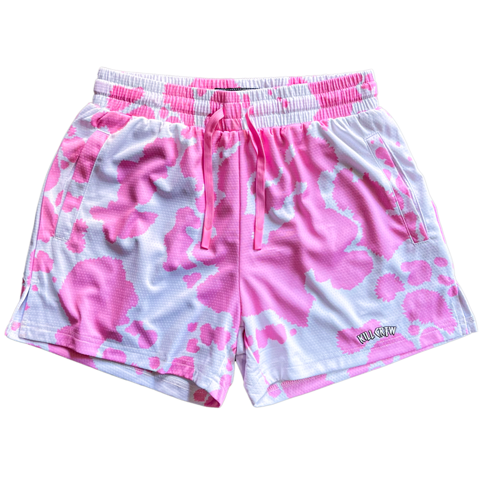 MOO THAI SHORTS (MID THIGH CUT) - PINK COW