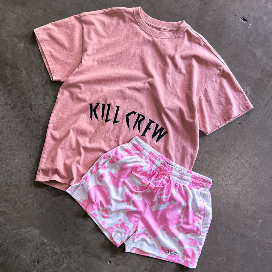 OVERSIZED LUX ACID WASH T-SHIRT - ROSÉ  / BLACK