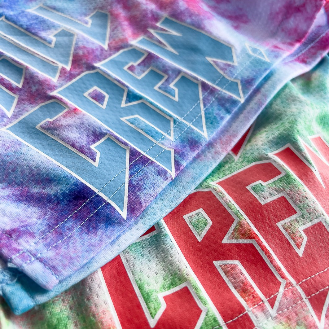 MUAY THAI SHORTS (MID THIGH CUT) TIE DYE - COTTON CANDY