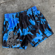 MUAY THAI SHORTS (MID THIGH CUT) ACID WASH - BLUE / BLACK