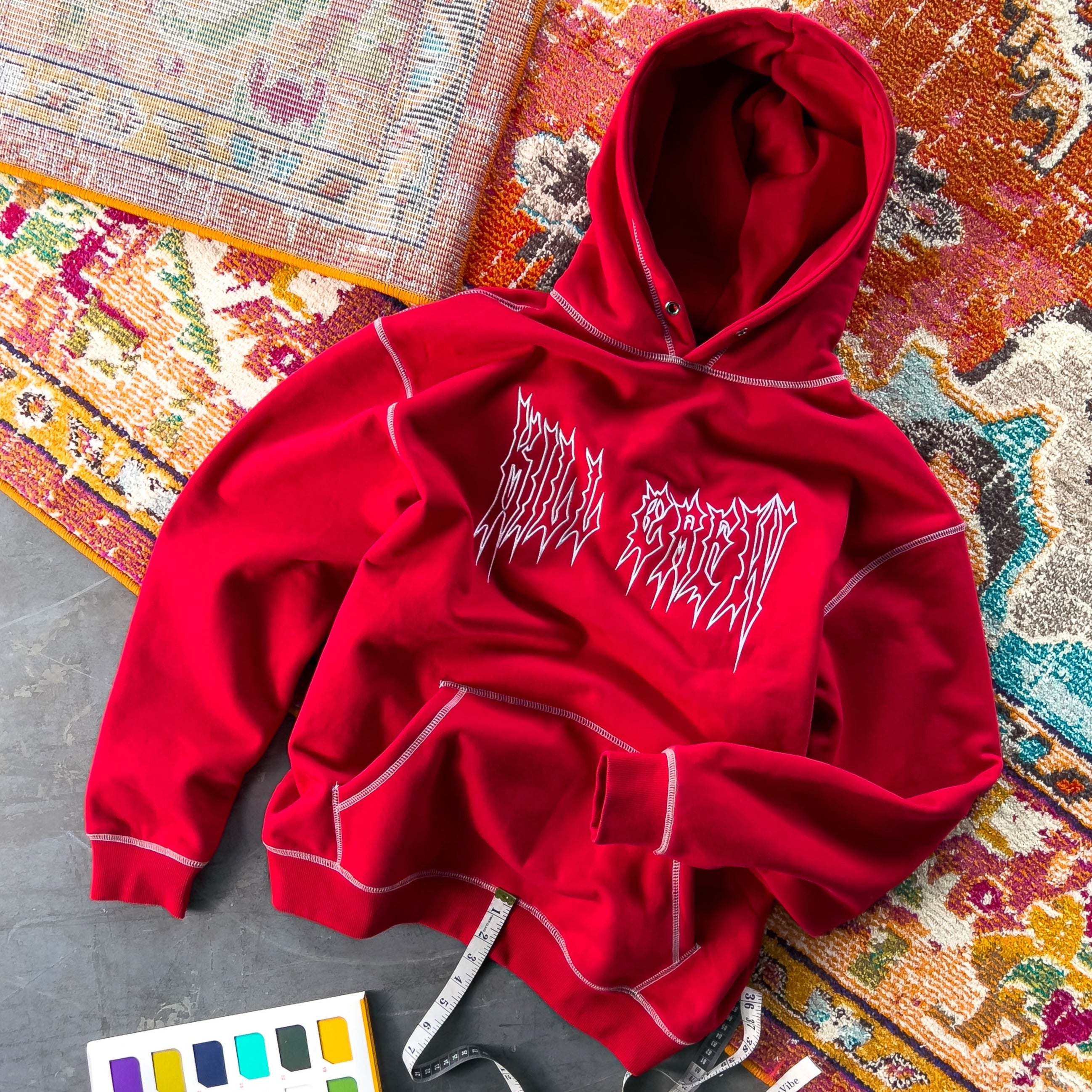 HEAVYWEIGHT LUX OUTSEAM HOODIE - RED / WHITE