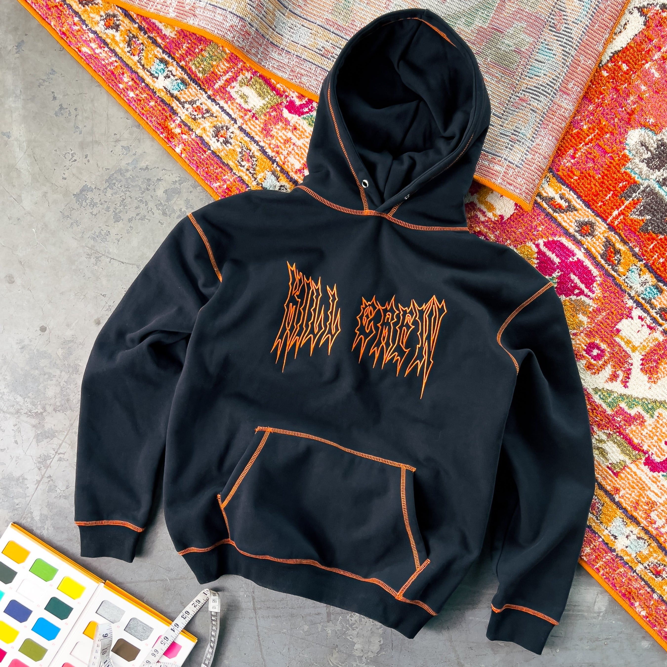 HEAVYWEIGHT LUX OUTSEAM HOODIE - BLACK / ORANGE