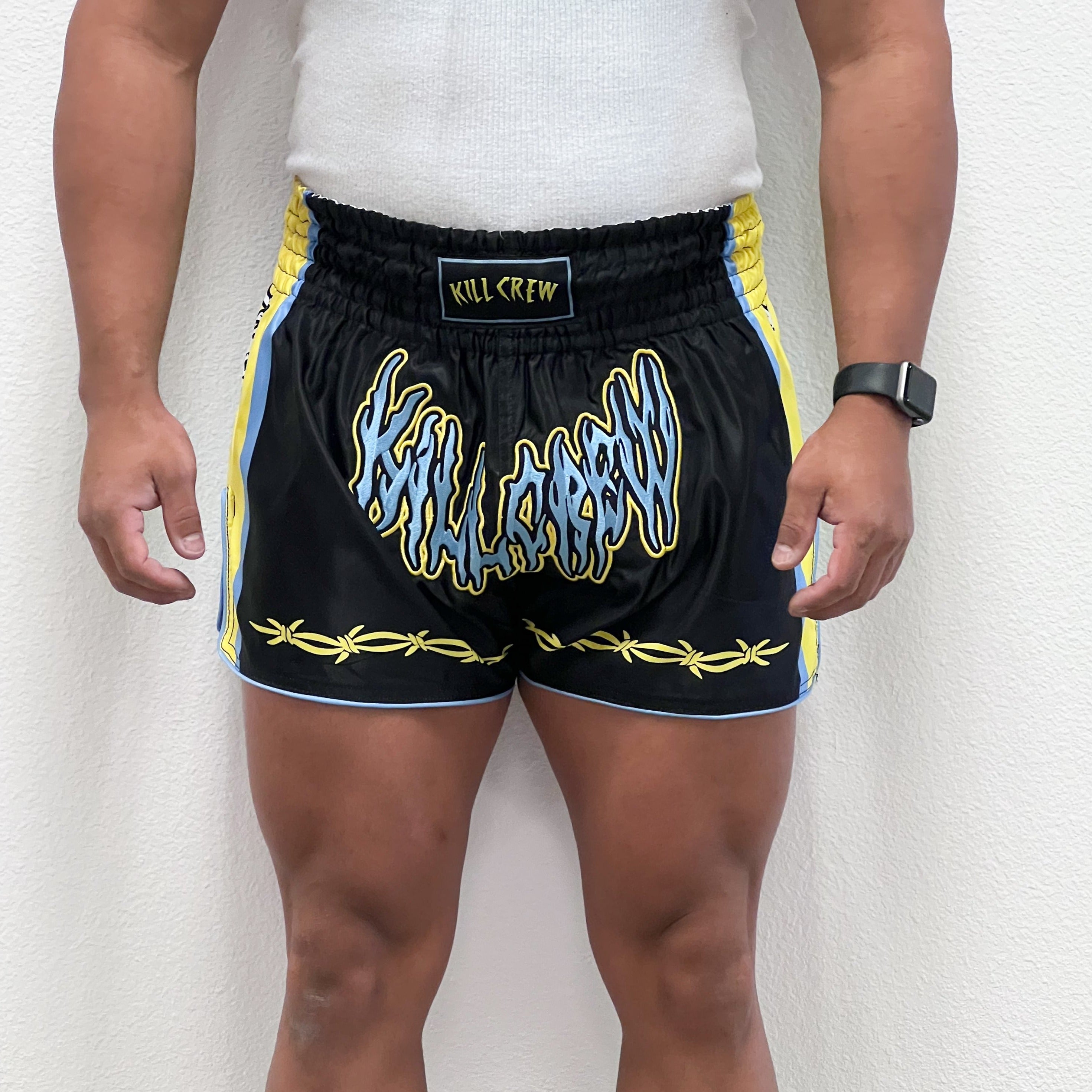 RETRO THAI FIGHT SHORTS - BLACK / PINK