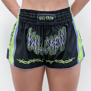 RETRO THAI FIGHT SHORTS - BLACK / PINK