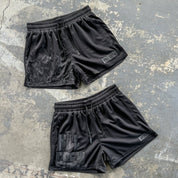 MUAY THAI SHORTS (MID THIGH CUT) - BLACKOUT