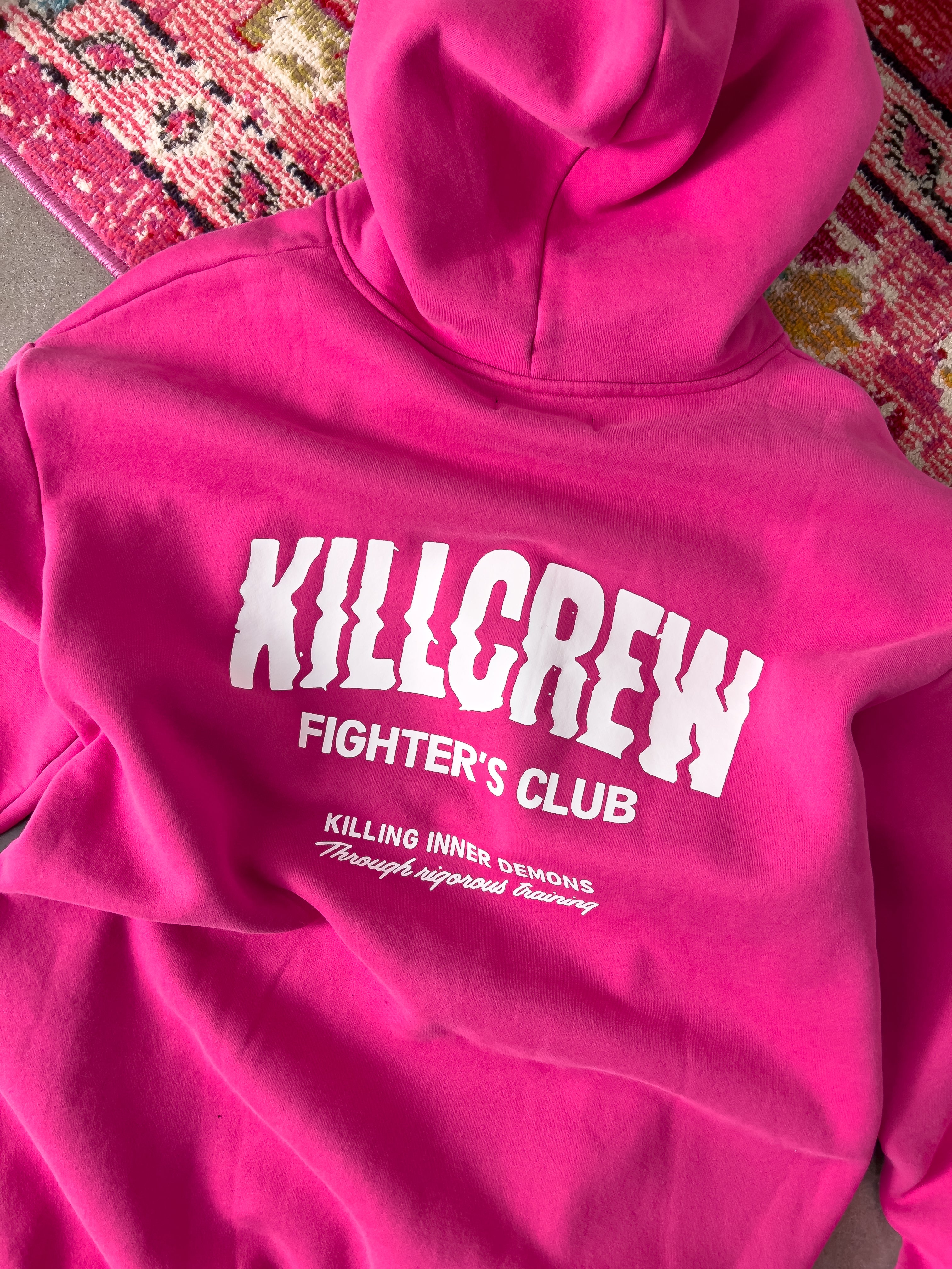 OVERSIZED LUX RIGOROUS TRAINING HOODIE - PINK / WHITE