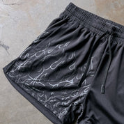 MUAY THAI FLAME SHORTS (MID THIGH CUT) - BLACKOUT