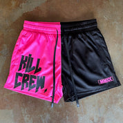 MUAY THAI SHORTS (MID THIGH CUT) 2 TONE - BLACK / PINK