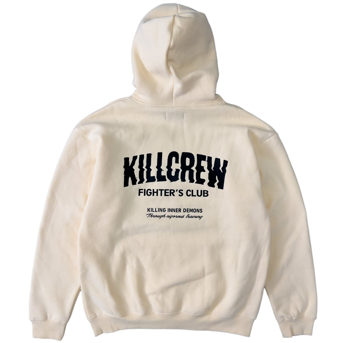 OVERSIZED LUX RIGOROUS TRAINING HOODIE - CREAM / BLACK - Kill Crew