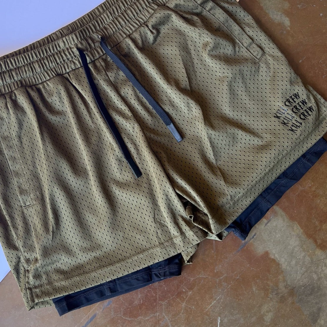 TRAINING SHORT WITH LINER - OLIVE