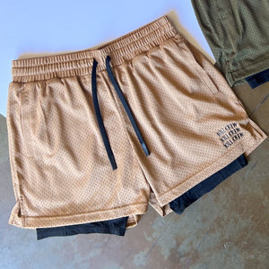 TRAINING SHORT WITH LINER - SAND