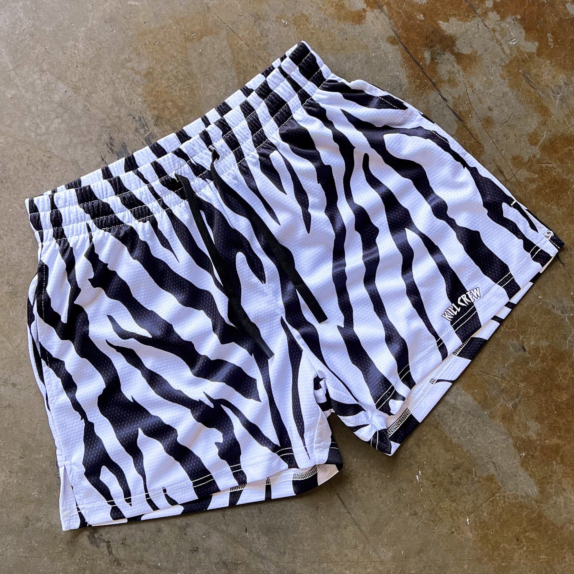 MUAY THAI SHORTS (MID THIGH CUT) - ZEBRA