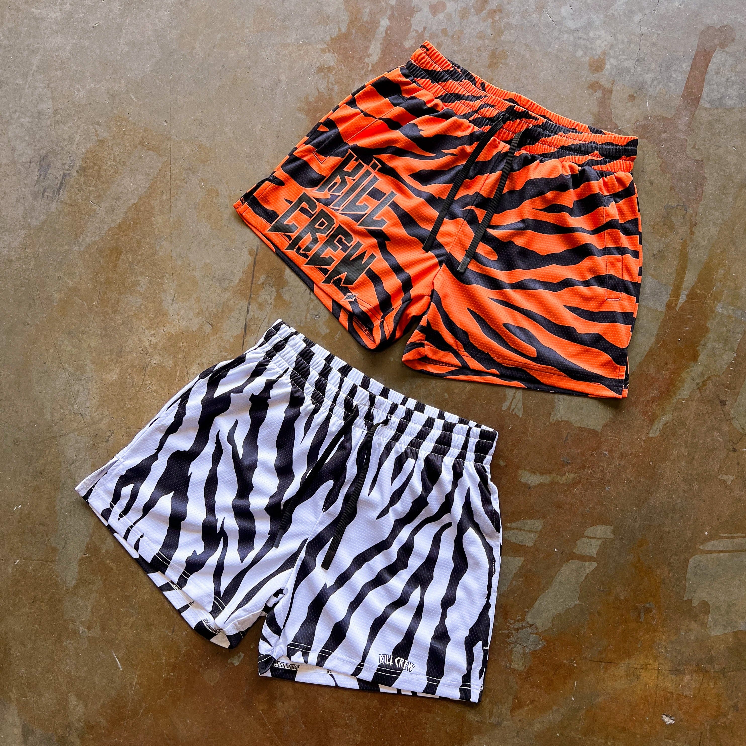 MUAY THAI SHORTS (MID THIGH CUT) - ZEBRA