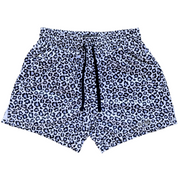 MUAY THAI SHORTS (MID THIGH CUT) - SNOW LEOPARD