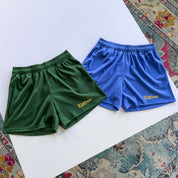 VENTED MESH SCRIPT SHORTS - GREEN / GOLD