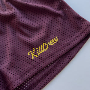 VENTED MESH SCRIPT SHORTS - MAROON / GOLD