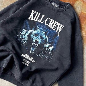 OVERSIZED LUX MIDST OF WOLVES CREW NECK - BLACK