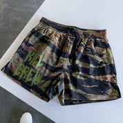 MUAY THAI SHORTS (MID THIGH CUT) - WOODLAND CAMO