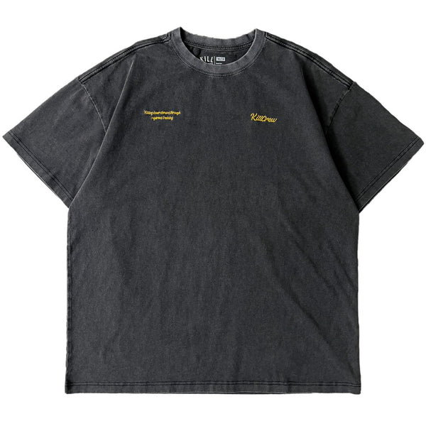 ★2025SS新作★KIRSH X VIVASTUDIO BLACKCAT WASHING T-SHIRT 키르시 X 비바스튜디오 블랙캣 워싱 티셔츠 [화이트] - kirsh