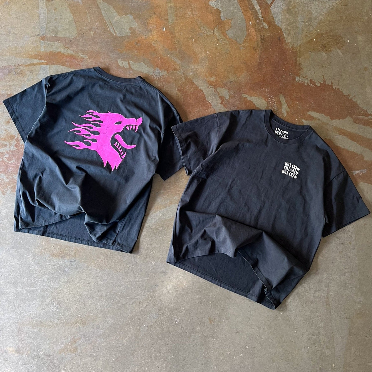 OVERSIZED WAR WOLF T-SHIRT - LIGHT PINK - Kill Crew