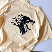 OVERSIZED WAR WOLF T-SHIRT - CREAM