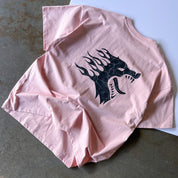 OVERSIZED WAR WOLF T-SHIRT - LIGHT PINK