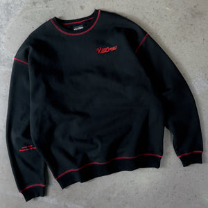 OVERSIZED LUX OUTSEAM CREW NECK - BLACK / RED