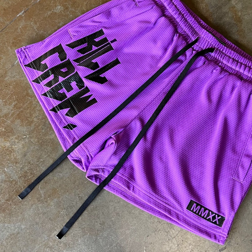 MUAY THAI SHORTS (MID THIGH CUT) - PURPLE