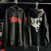 OVERSIZED LUX "LONE WOLF" HOODIE - BLACK / RED