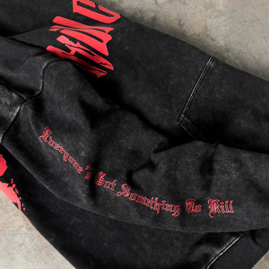 OVERSIZED LUX "LONE WOLF" HOODIE - BLACK / RED